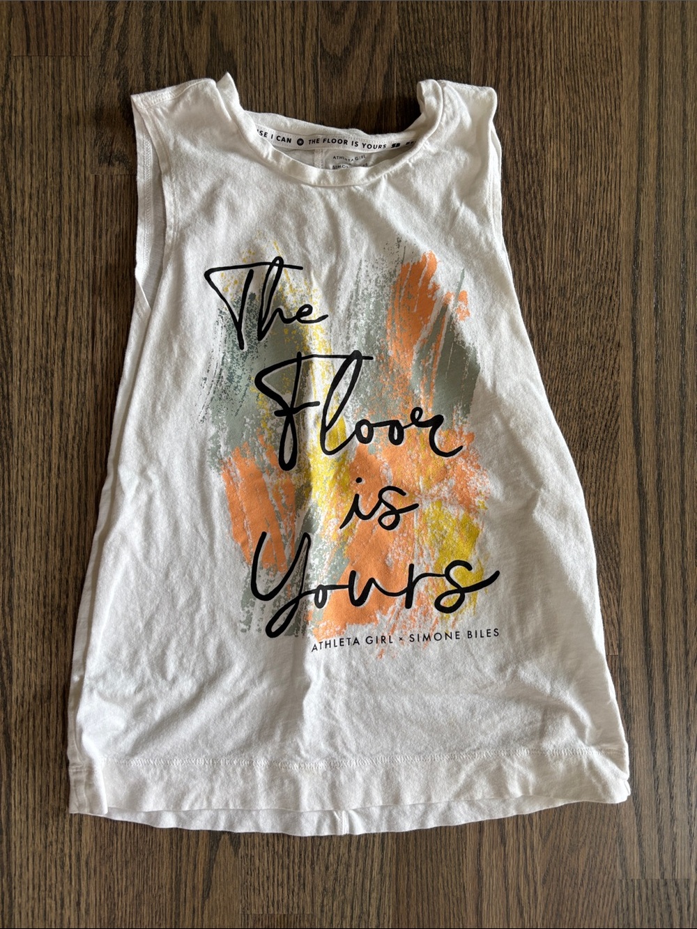 NWOT Athleta Girl Simone Biles Graphic Tank - "The Floor Is Yours"